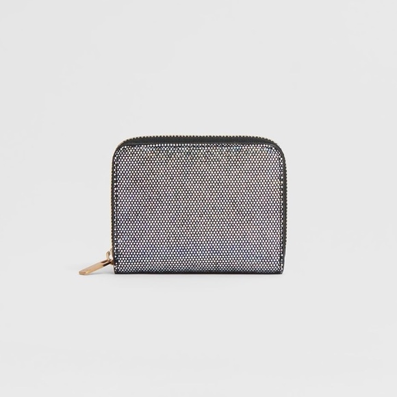 MANSUR GAVRIEL Compact Zip Case Card Wallet in Glitter Goat Suede Leather - Picture 3 of 5